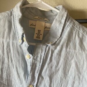 womens light blue buttoned down shirt